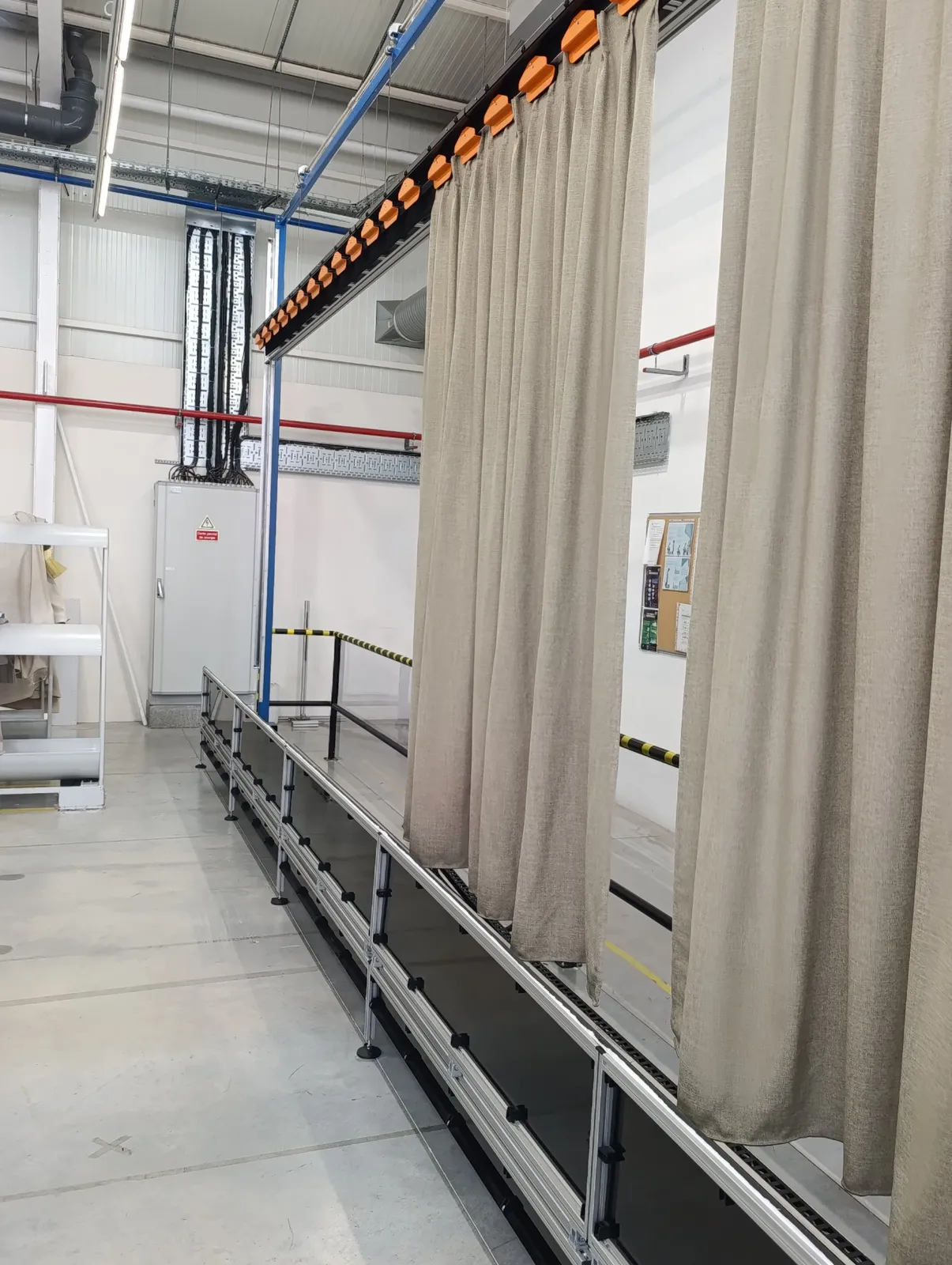 Finished blinds hanging on the production inspection line