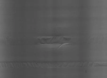 Delamination defect sample detected on corrugated material