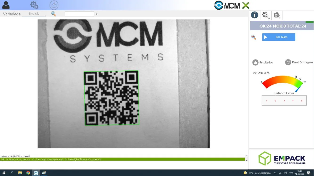 MCM Check Inversion software with product code, image inspection and operator controls