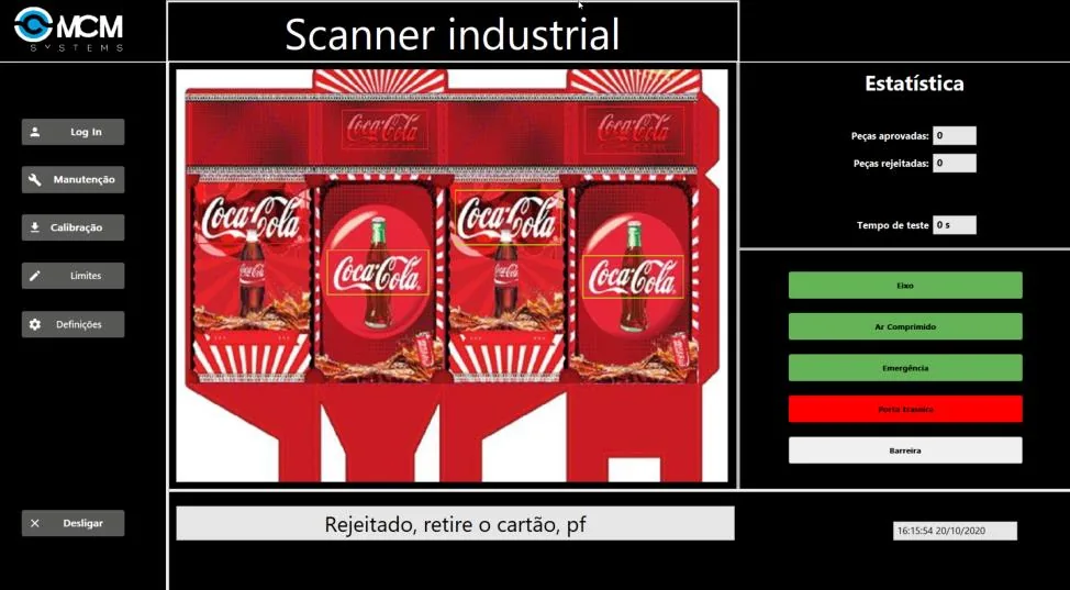 MCM Industrial Scanner software for variety comparison and acceptance limits