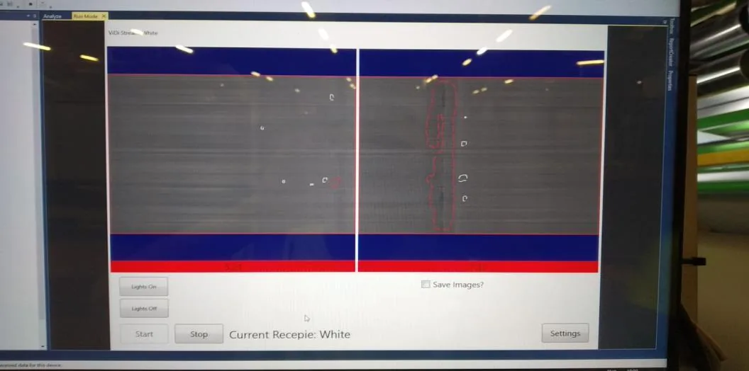 MCM Unglued Detector monitoring interface for inline corrugated-board defects